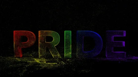 Colorful PRIDE Text formed by particles and dust LGBTQ holy holi festival Vídeos de archivo 111022317