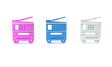Colorful Printer icon isolated on white background. Minimalism concept. 3D .. 库存插图