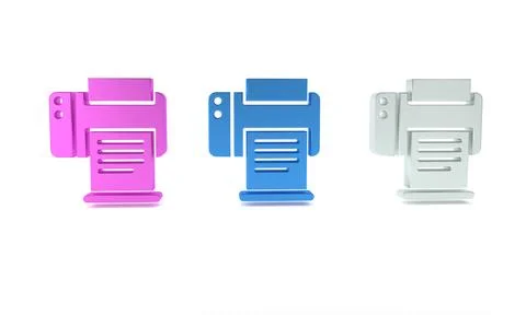 Colorful Printer icon isolated on white background. Minimalism concept. 3D .. Illustrazione stock