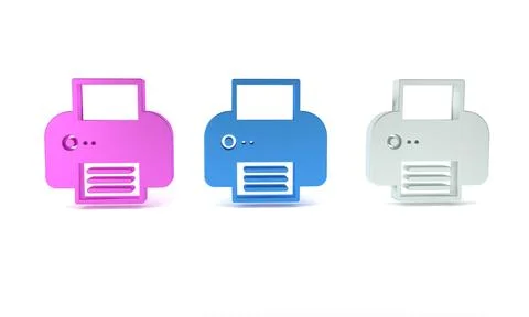 Colorful Printer icon isolated on white background. Minimalism concept. 3D .. Stock Illustration