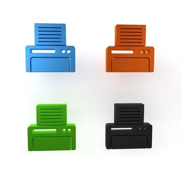 Colorful Printer icon isolated on white background. Minimalism concept. 3D .. イラスト素材