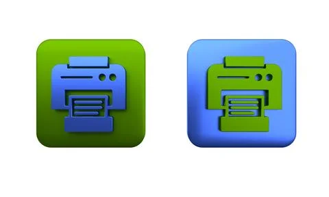 Colorful Printer icon isolated on white background. Square button. 3D rende.. イラスト素材