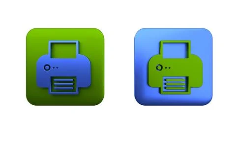 Colorful Printer icon isolated on white background. Square button. 3D rende.. イラスト素材