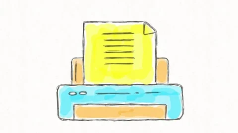 Colorful Printer with Paper Document Printing Animation Stock Footage 341802304