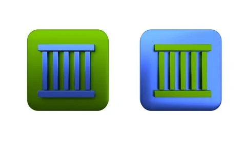 Colorful Prison window icon isolated on white background. Square button. 3D.. Ilustración de archivo
