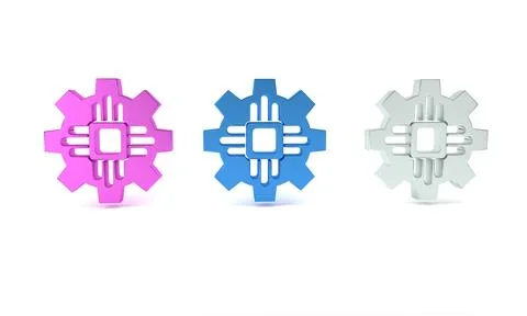 Colorful Processor icon isolated on white background. CPU, central processi.. イラスト素材