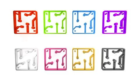 Colorful Processor icon isolated on white background. CPU, central processi.. Illustrazione stock