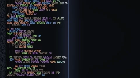 Colorful programming code displayed on a black screen at Stock Footage 340360172