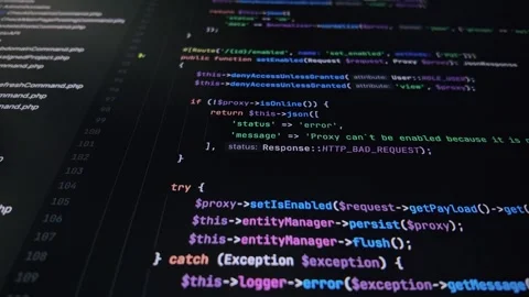 Colorful programming code on a screen, showcasing web application developme.. Stock Footage 311932084