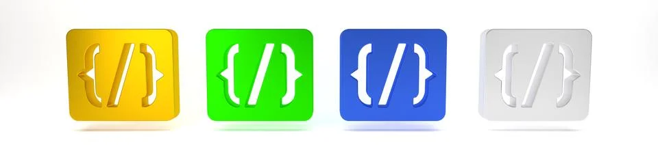 Colorful Programming language syntax icon isolated on white background. Syn.. Stock Illustration