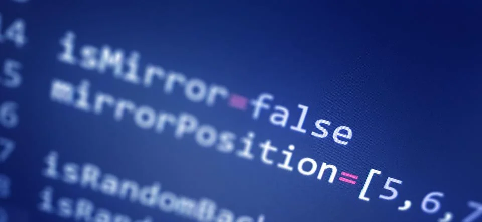 Colorful programming php and html code on a monitor. PHP language code closeu Foto stock