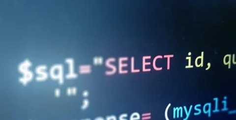 Colorful programming php and html code on a monitor. PHP language code closeu Stock Photos