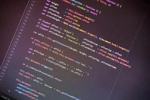 Colorful programming php and html code on a monitor. Photos
