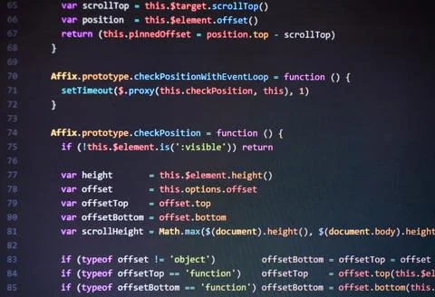 Colorful programming php and html code on a monitor. Foto stock