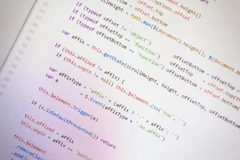 Colorful programming php and html code on a monitor. Stock Photos