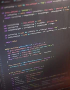 Colorful programming php and html code on a monitor. Stock Photos