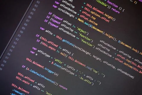 Colorful programming php and html code on a monitor. Stock Photos
