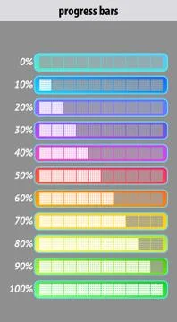 Colorful progress bar set. User interface design. Stock Illustration