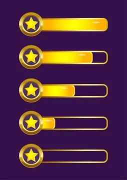 Colorful progress bar set, vector illustration. Star Illustrazione stock