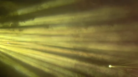Colorful projector rays in smoke on black background. Stock-Footage 313259529
