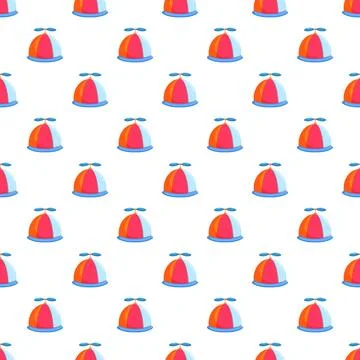 Colorful propeller hat seamless pattern on white background Stock Illustration
