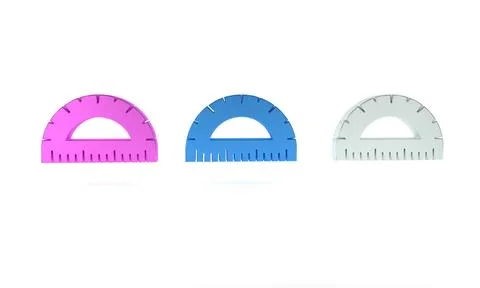 Colorful Protractor grid for measuring degrees icon isolated on white backg.. Stock Illustration