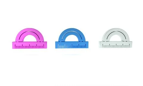 Colorful Protractor grid for measuring degrees icon isolated on white backg.. Stock Illustration