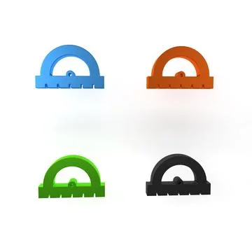 Colorful Protractor grid for measuring degrees icon isolated on white backg.. Stock Illustration