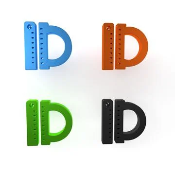 Colorful Protractor grid for measuring degrees icon isolated on white backg.. Stock Illustration