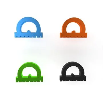 Colorful Protractor grid for measuring degrees icon isolated on white backg.. Stock Illustration