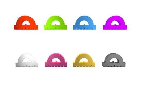 Colorful Protractor grid for measuring degrees icon isolated on white backg.. Stock Illustration