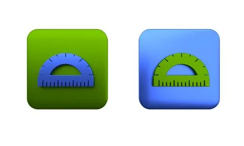 Colorful Protractor grid for measuring degrees icon isolated on white backg.. Stock Illustration