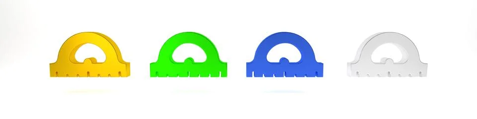 Colorful Protractor grid for measuring degrees icon isolated on white backg.. Stock Illustration