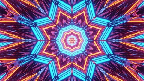 Colorful psychedelic 3d journey with bright glowing lights Stock Footage 129766012