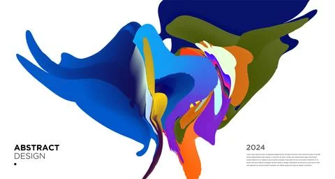 Colorful psychedelic abstract fluid object for banner background Stock Illustration