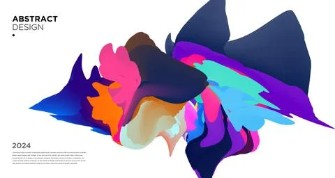 Colorful psychedelic abstract fluid object for banner background Stock Illustration