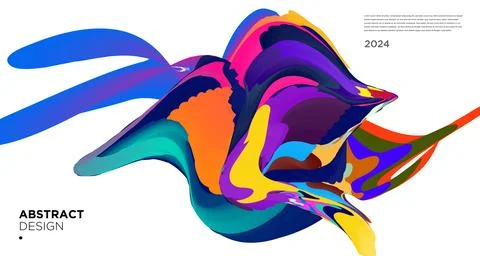 Colorful psychedelic abstract fluid object for banner background Stock Illustration