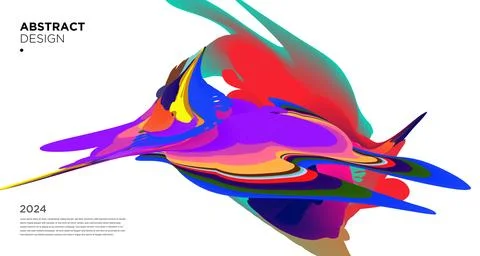 Colorful psychedelic abstract fluid object for banner background Stock Illustration