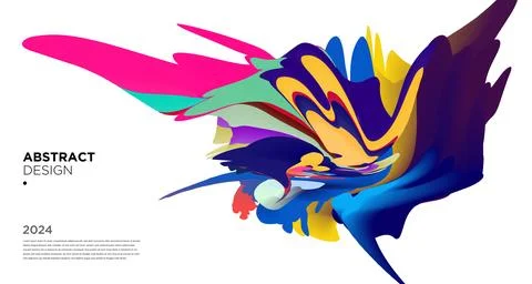 Colorful psychedelic abstract fluid object for banner background Stock Illustration