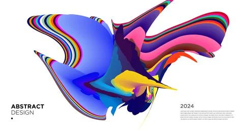 Colorful psychedelic abstract fluid object for banner background Stock Illustration