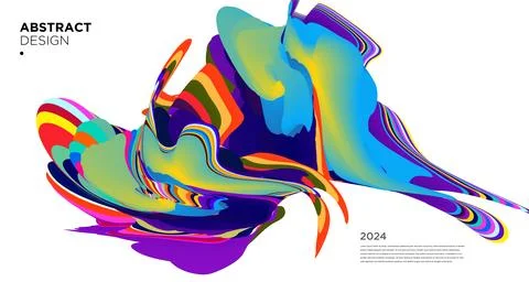 Colorful psychedelic abstract fluid object for banner background Stock Illustration