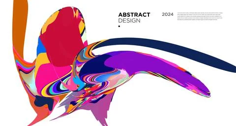 Colorful psychedelic abstract fluid object for banner background Stock Illustration