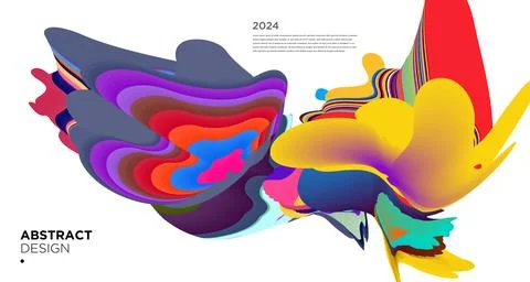 Colorful psychedelic abstract fluid object for banner background Illustrazione stock