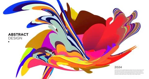 Colorful psychedelic abstract fluid object for banner background Stock Illustration