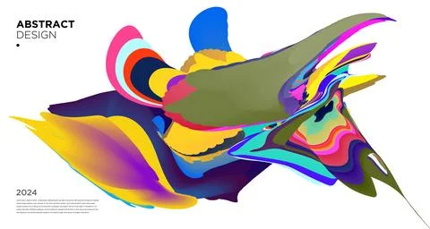 Colorful psychedelic abstract fluid object for banner background Stock Illustration