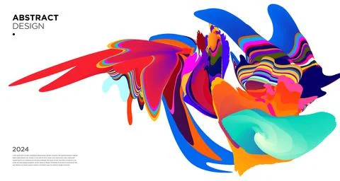 Colorful psychedelic abstract fluid object for banner background Stock Illustration