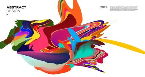 Colorful psychedelic abstract fluid object for banner background Stock Illustration