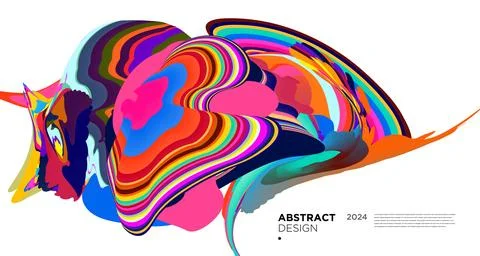 Colorful psychedelic abstract fluid object for banner background Stock Illustration