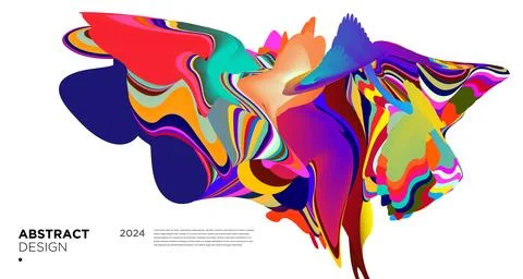 Colorful psychedelic abstract fluid object for banner background Stock Illustration