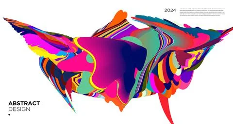 Colorful psychedelic abstract fluid object for banner background Stock Illustration